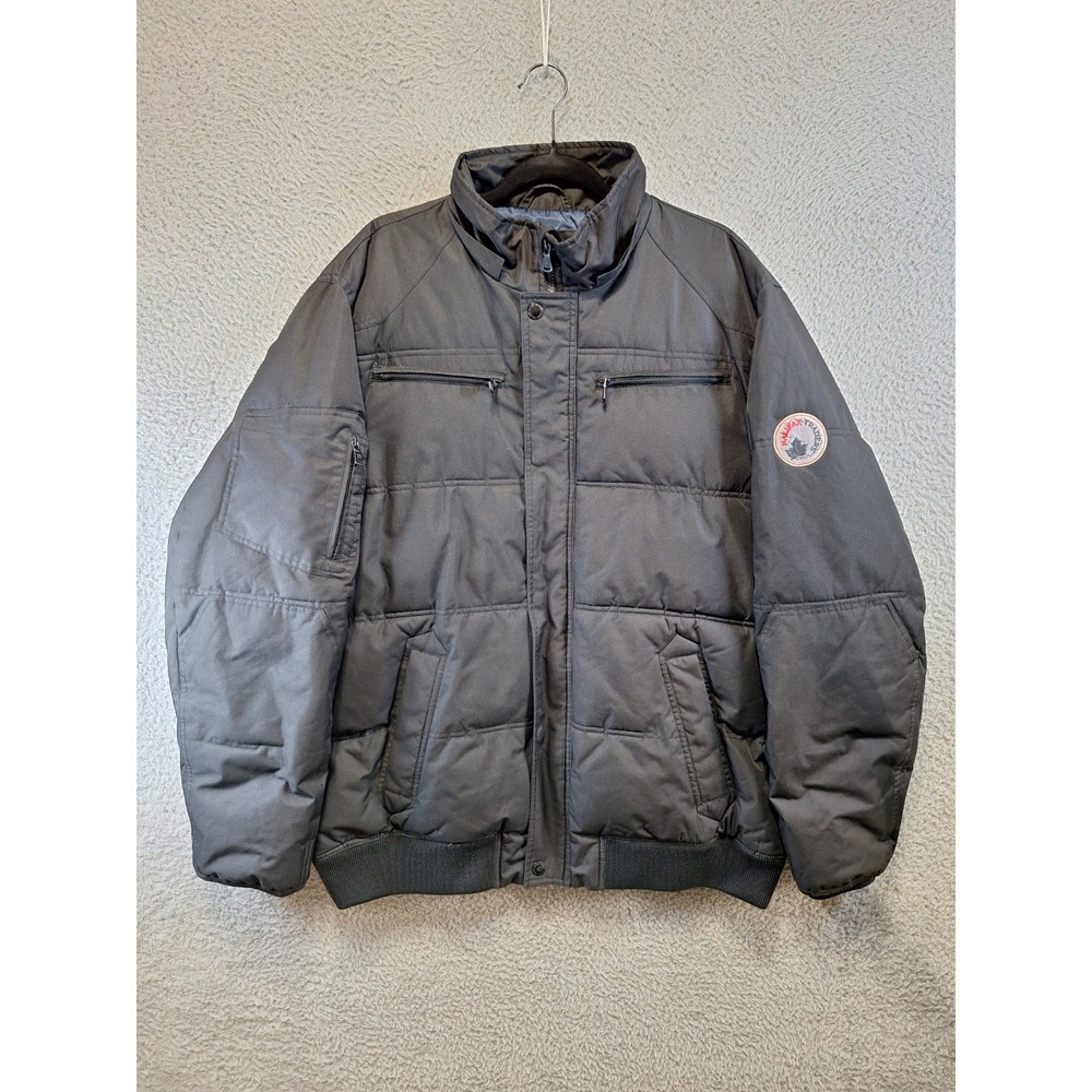Halifax Traders Puffer Jacket Men XLT Black Logo Insulated Warm Outdoor Full Zip